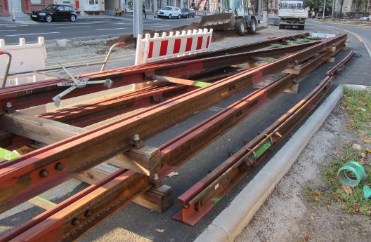 Straßenbahnweiche fertig zum Einbau