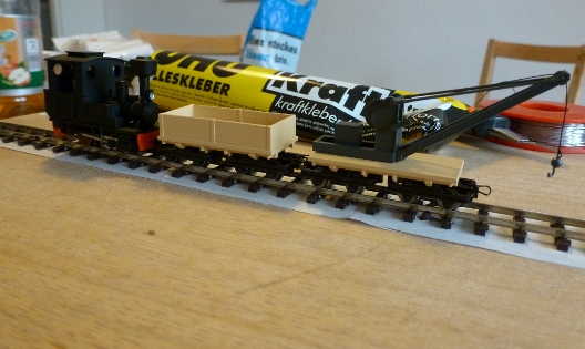 Kleinstmodul mit aufgeklebtem Gleis