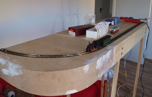 H0m-Trammodule: Erster Probeaufbau