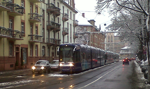 Abgestellte Straßenbahnen