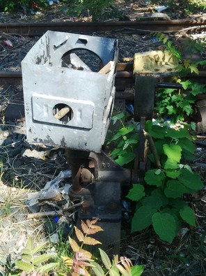 Gleissperre in der Orber Straße in Frankfurt-Fechenheim