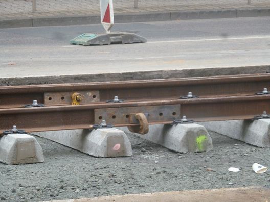Straßenbahnbaustelle in der Friedberger Landstraße