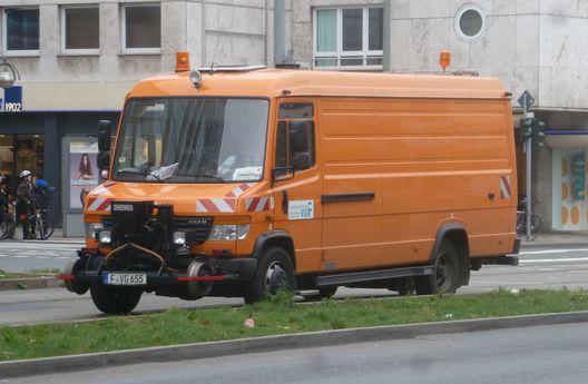 Straßenbahnbaustelle in der Friedberger Landstraße