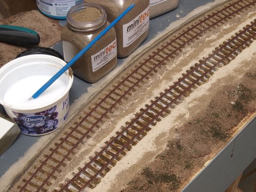 Landschaftsbau auf den Straßenbahnmodulen