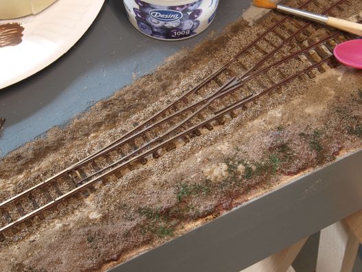 Landschaftsbau auf den Straßenbahnmodulen