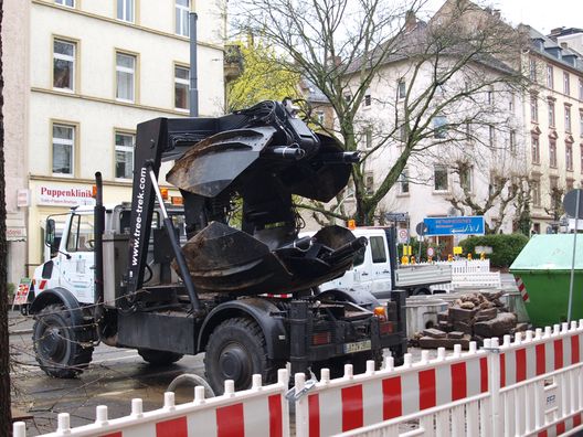 Bauarbeiten an der U-Bahn in der Eckenheimer Landstraße
