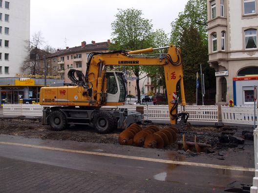 Bauarbeiten an der U-Bahn in der Eckenheimer Landstraße