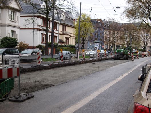 Bauarbeiten an der U-Bahn in der Eckenheimer Landstraße