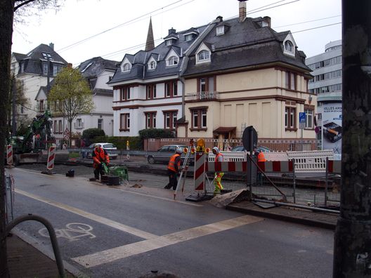 Bauarbeiten an der U-Bahn in der Eckenheimer Landstraße
