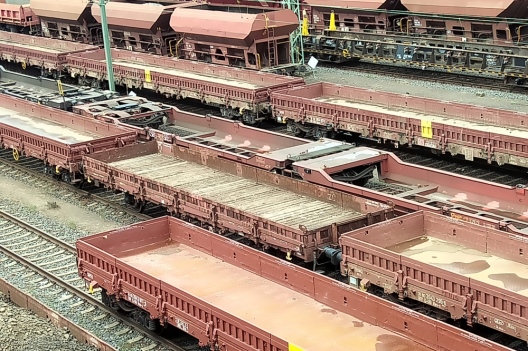 Güterwagen im Bahnhof Frankfurt Ost