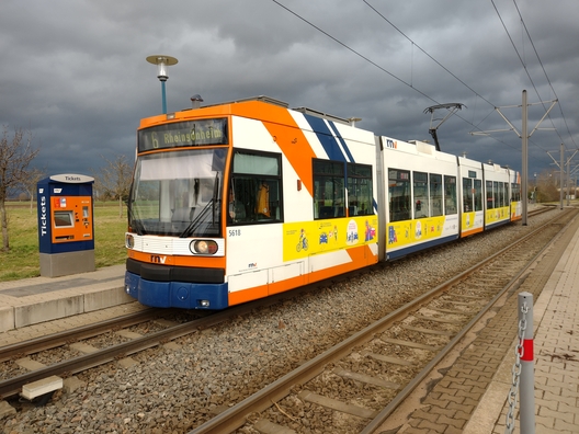 Meterspurige Straßenbahn am 10.03.23 in Mannheim
