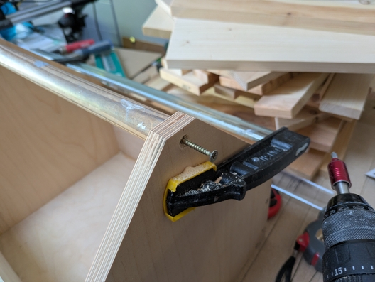 Aufbewahrungskästen aus Reststücken aus Leimholz und Multiplex