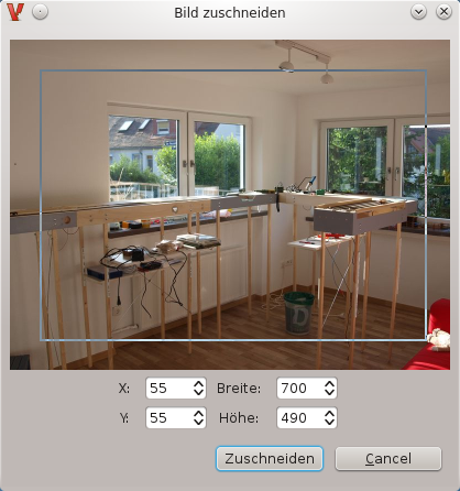 Der Bildbetrachter Viewnior -- Bilder zuschneiden