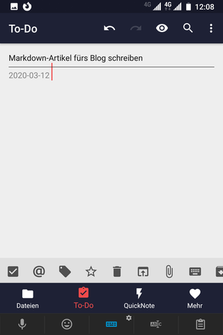 Markdown mit Markor unter Android - Aufgaben