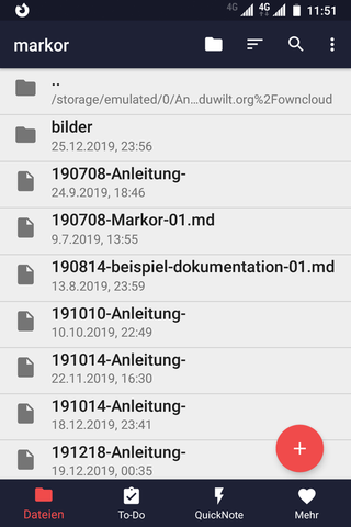 Markdown mit Markor unter Android