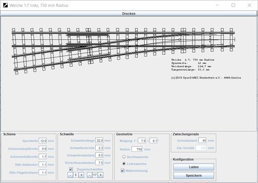 Weichenzeichnungen mit dem Programm Weiche 1.1
