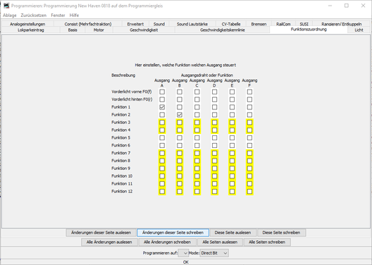 Die Beleuchtung habe ich pro Lokseite auf eine eigene Funktionstaste gelegt.
