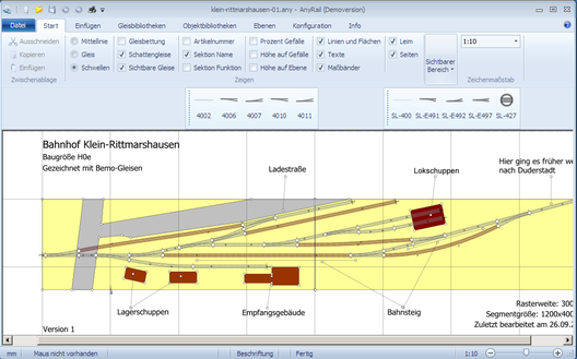 Das Programmfenster von Anryrail