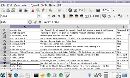 Gnumeric auf er Pandora