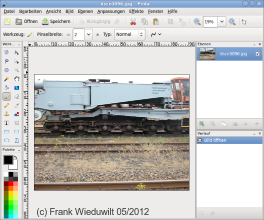 Das Programmfenster von Pinta