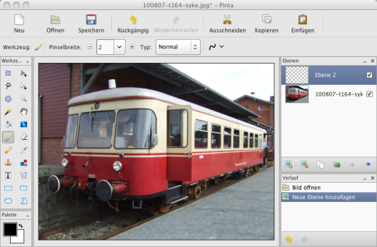 Das Programmfenster von Pinta