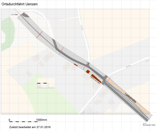 Die Ortsdurchfahrt in Uenzen in H0